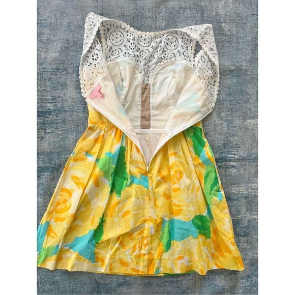 Lilly Pulitzer First Impressions Yellow White Reagan Sunglow Dress Size 2 - Picture 4 of 8